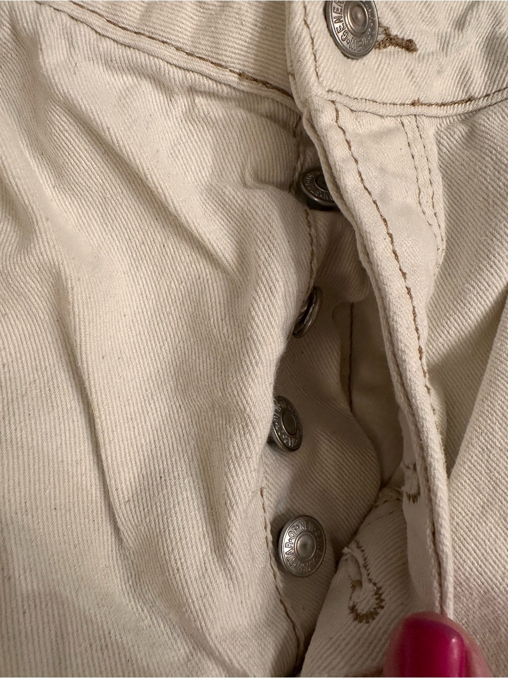 S.O.N.G. 90s Boyfriend Carpenter Jeans Cream Wide Leg Women’s 7/28 - Picture 3 of 7